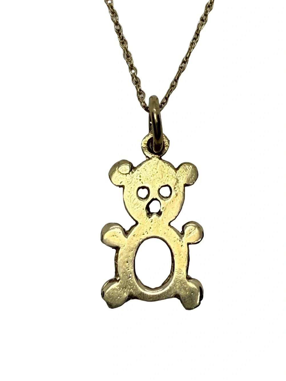 Gold Teddy Bear Pendant Necklace for Kids - Cute Gold Charm